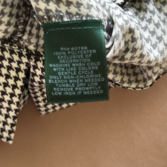 Lauren Ralph Lauren Houndstooth Pajama Top Black White Checkered Sz S - Picture 10 of 13